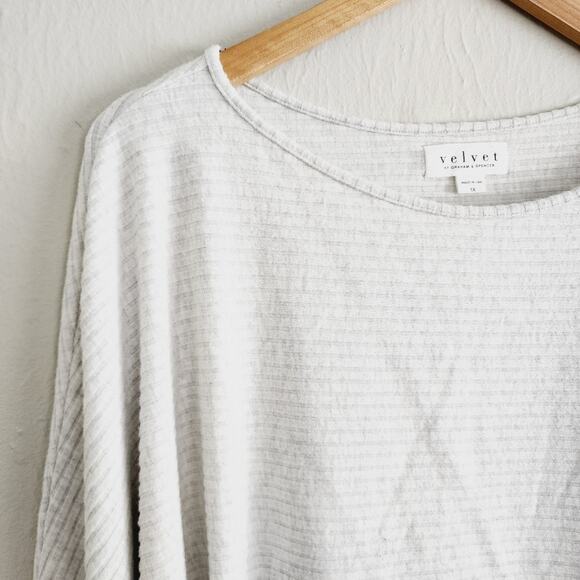 NWT Velvet by Graham & Spencer Pepper Lux Rib Dolman Sleeve Top Grey Plus 1X - Picture 5 of 9